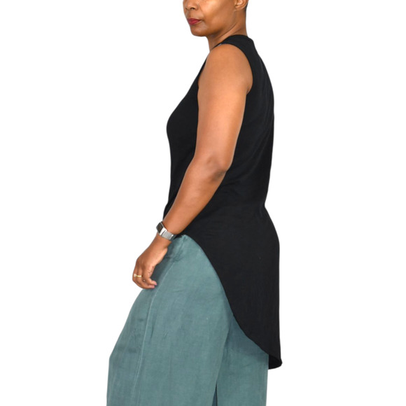 Wilt Black Slant Hem Tank Top Black Sleeveless Tee Angled Jersey Asymmetric XS - Picture 6 of 16